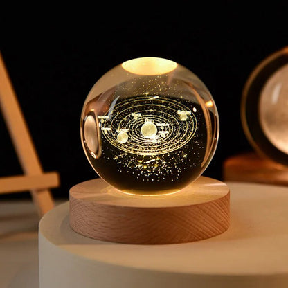 GalacticGlow™ - Esfera de Cristal 3D con base de luz